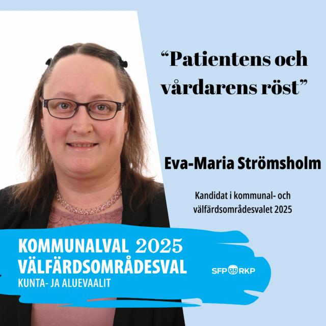 Bild på Eva-Maria Strömsholm i ett en skog med höstlöv