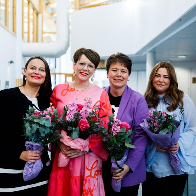 Bild på Svenska Kvinnoförbundets nyvalda presidium på årsmötet 2025 i Kyrkslätt